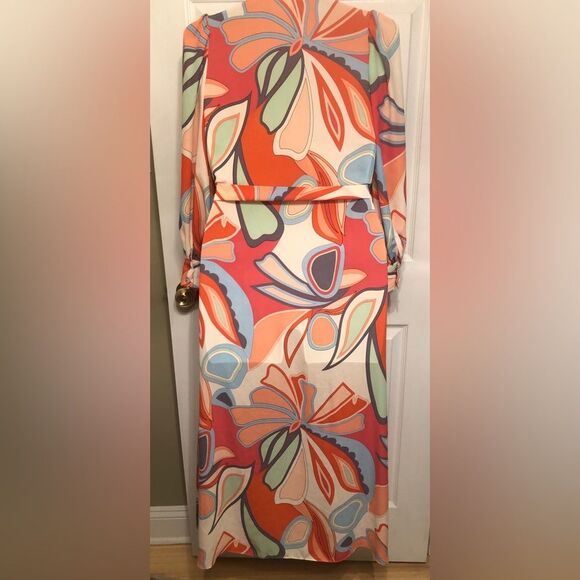 Alexis for Target Size S Mixed Floral Long Sleeve Belt Retro Maxi Shirt Dress - Picture 2 of 7